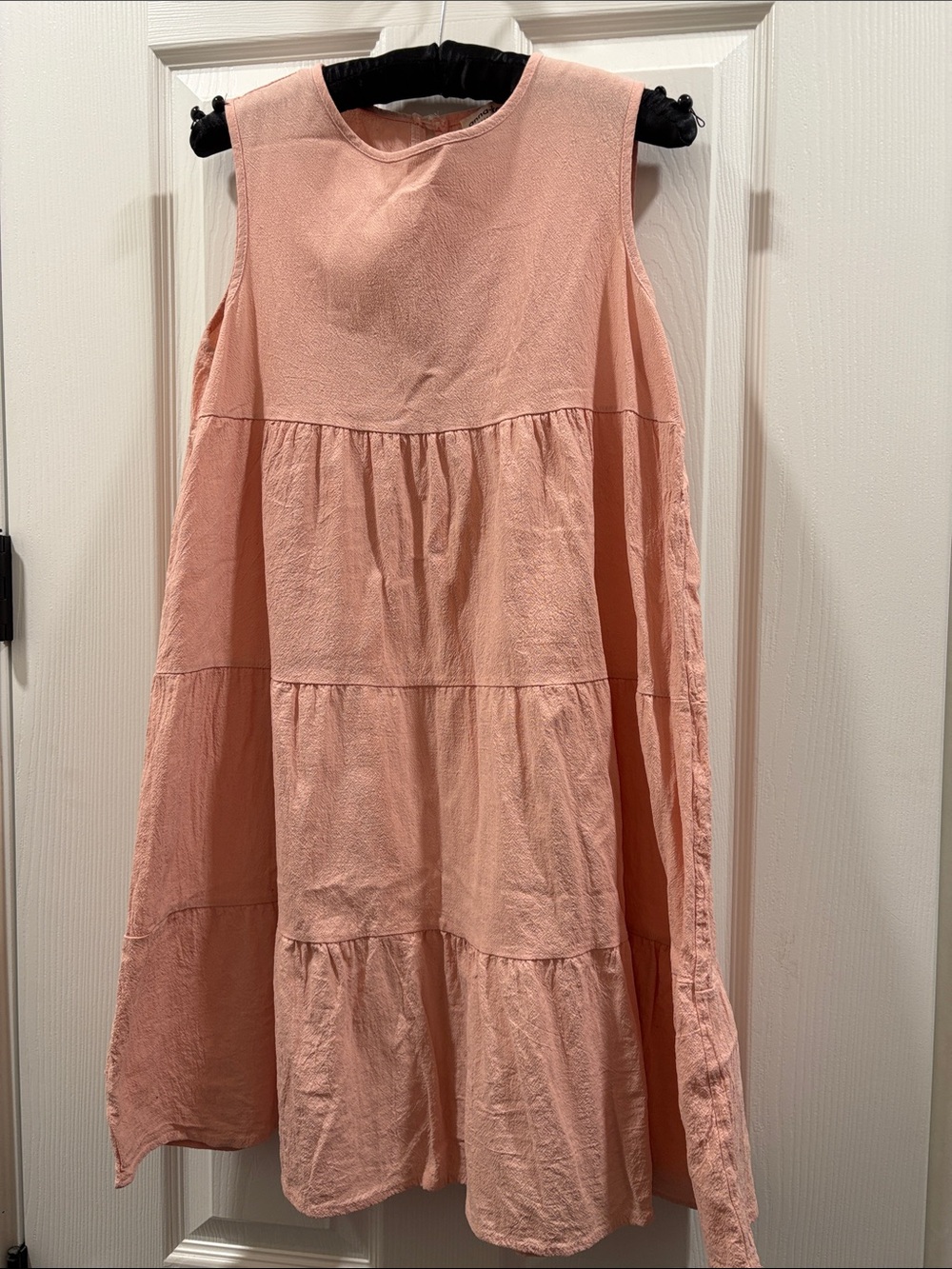 Sleeveless Tiered Midi Dress in Blush Pink